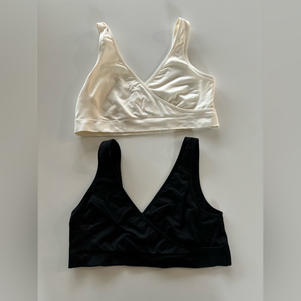 Auden Nursing Unlined Seamless Cream & Black Bra Bundle Size XL